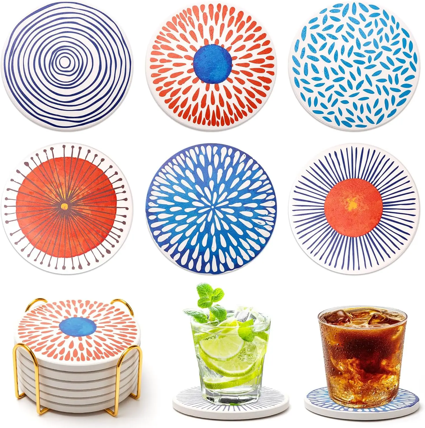 Ceramic Absorbent Coaster Set of 6 with Holder for Drinks Boho Coffee Table Decor Cute Stone Cup Coasters
Ceramic Absorbent Coaster Set of 6 with Holder for Drinks Boho Coffee Table Decor Cute Stone Cup Coasters