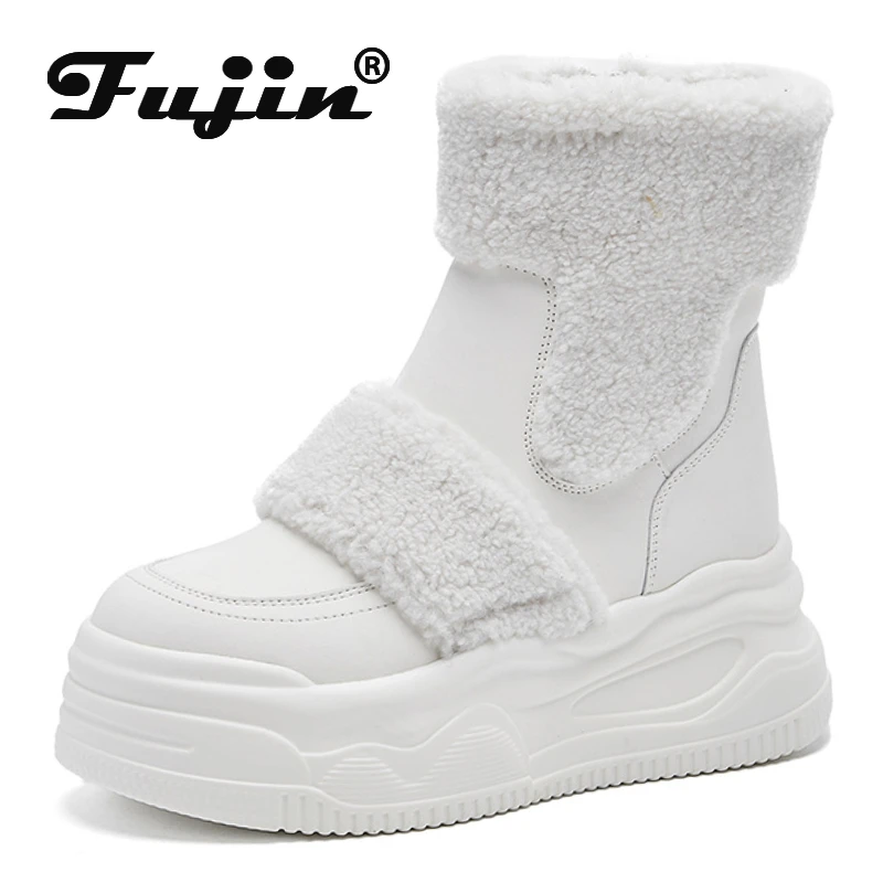 Fujin 7 см модные женские ботильоны из натуральной кожи на платформе, зимние плюшевые осенние ботинки на танкетке, весенняя теплая обувь, дымоход 
Fujin 7 см модные женские ботильоны из натуральной кожи на платформе, зимние плюшевые осенние ботинки на танкетке, весенняя теплая обувь, дымоход