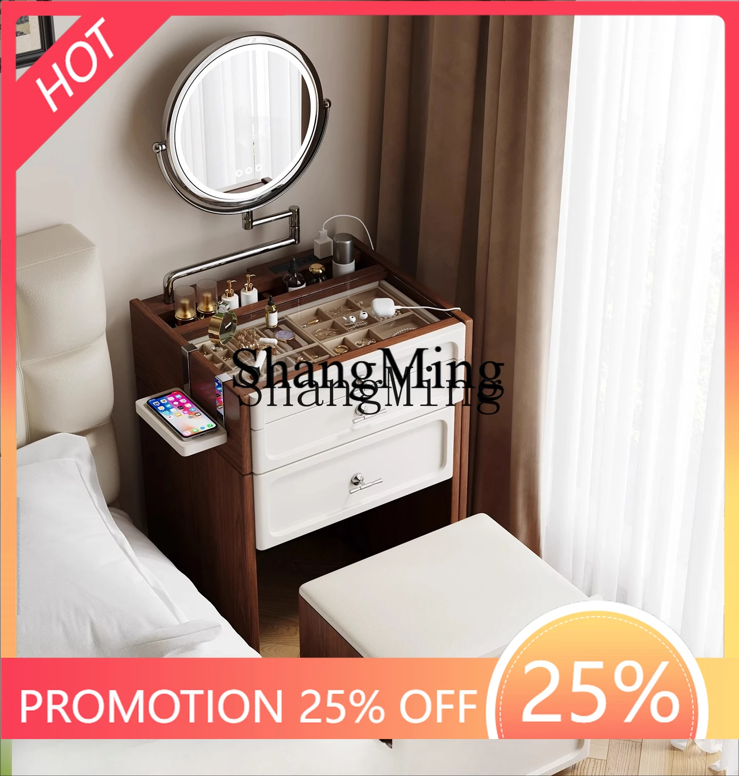FG good-looking mini dresser bedside table integrated small apartment makeup table retractable storage cabinet
FG good-looking mini dresser bedside table integrated small apartment makeup table retractable storage cabinet