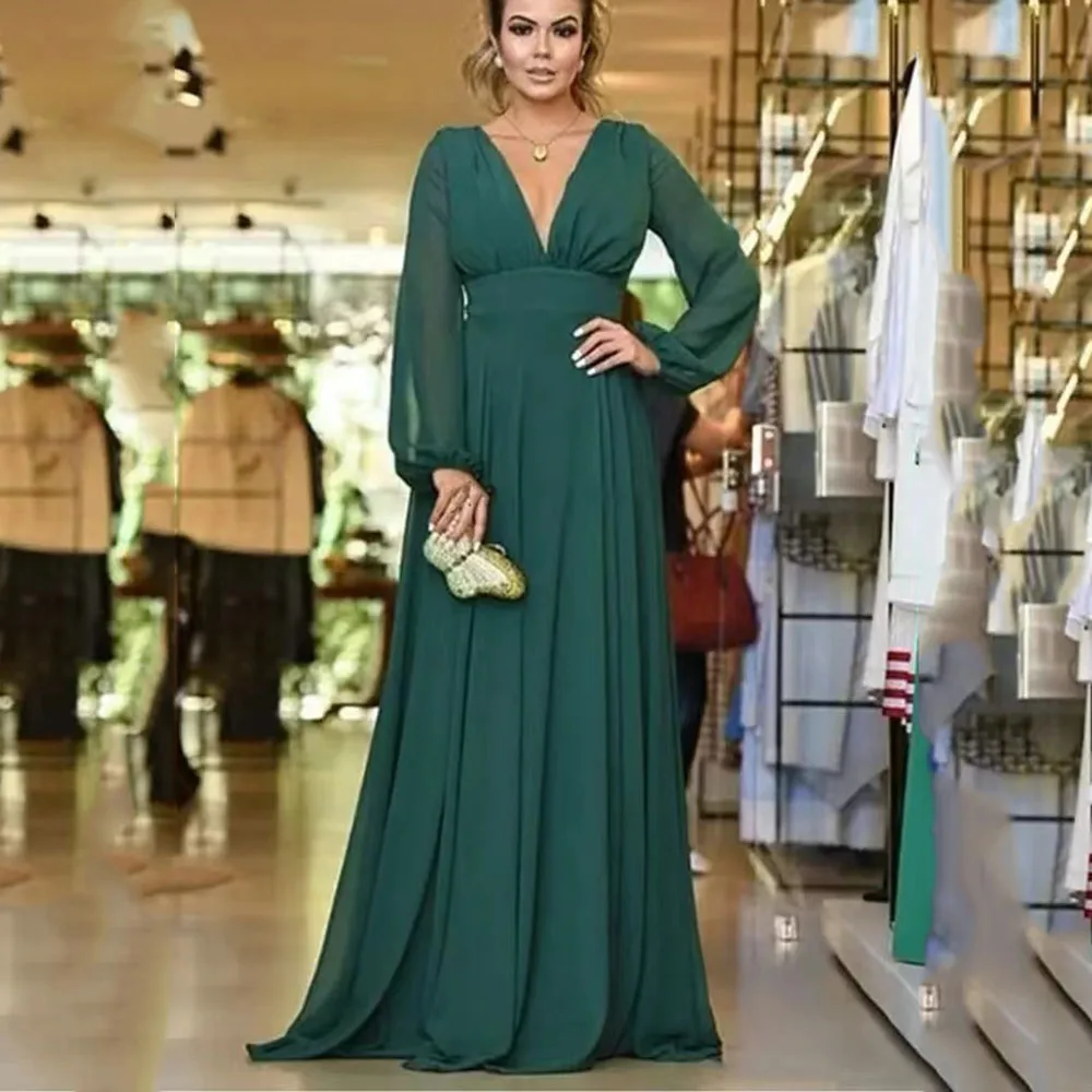 2022 Chiffon Mother of the Bride Dresses with Long Sleeves for Women V Neck Open V Back Evening Dresses for Wedding Party
2022 Chiffon Mother of the Bride Dresses with Long Sleeves for Women V Neck Open V Back Evening Dresses for Wedding Party