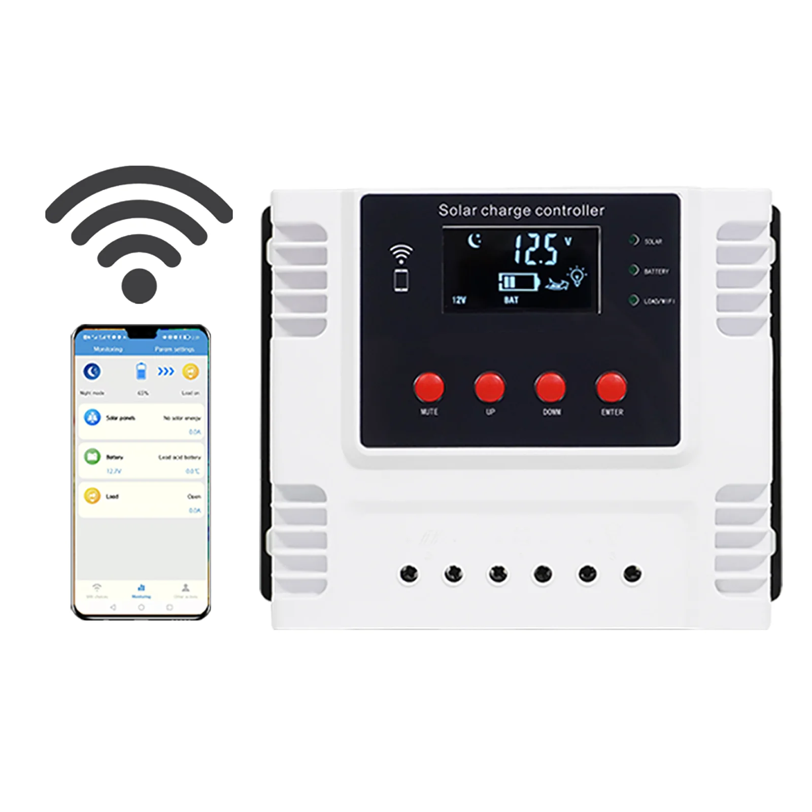 Контроллер на солнечной батарее, Wi-Fi, управление приложением, зарядка 60A, светодиодный дисплей, USB 12 в 24 в 48 в, авто определение заряда солнечной батареи
Контроллер на солнечной батарее, Wi-Fi, управление приложением, зарядка 60A, светодиодный дисплей, USB 12 в 24 в 48 в, авто определение заряда солнечной батареи