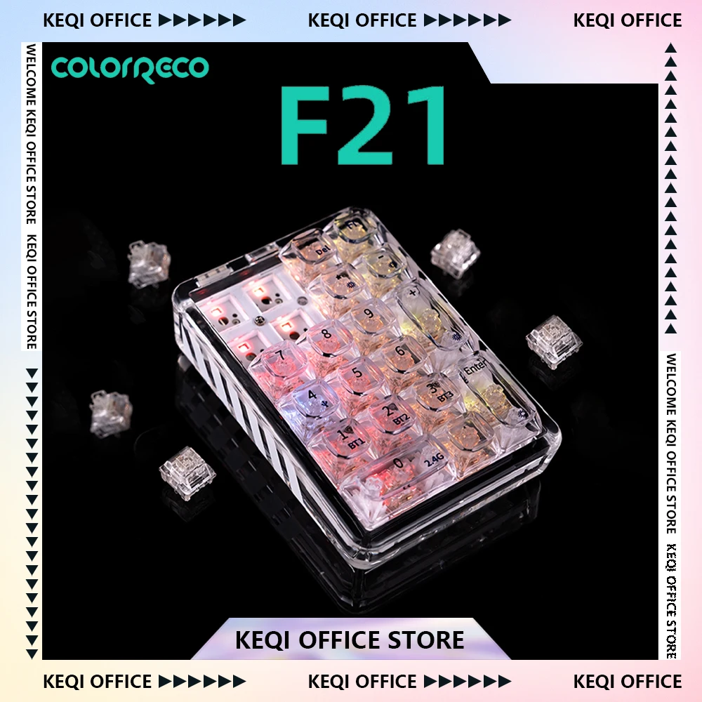 ColorReco F21 Digital Keyboard Transparent Tri-mode Wireless Portable Mechanical Keyboard For Accounting Office PC Accessories
ColorReco F21 Digital Keyboard Transparent Tri-mode Wireless Portable Mechanical Keyboard For Accounting Office PC Accessories