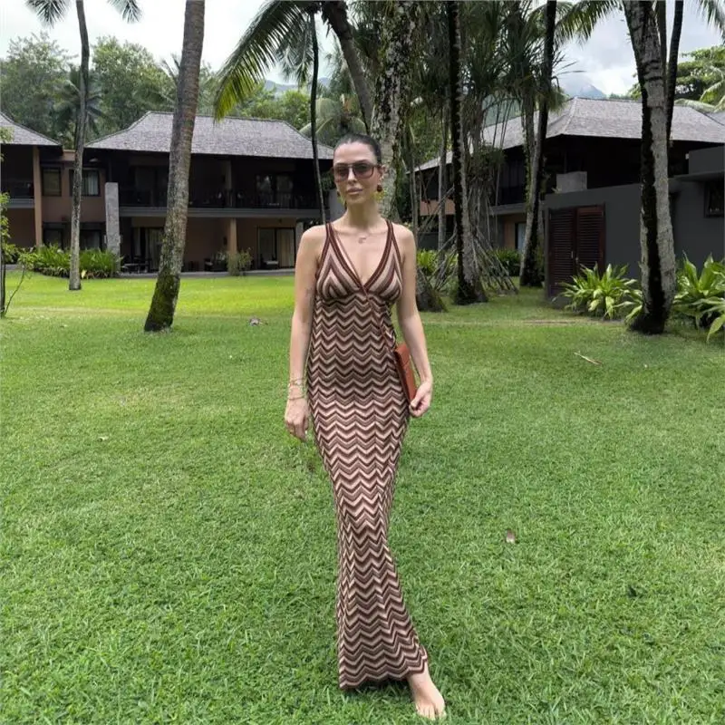 Striped Color Blo Sexy Slimming Long Dr Women's Summer Vaion Sle Svel Gown Independent Station Cross-Border
Striped Color Blo Sexy Slimming Long Dr Women's Summer Vaion Sle Svel Gown Independent Station Cross-Border
