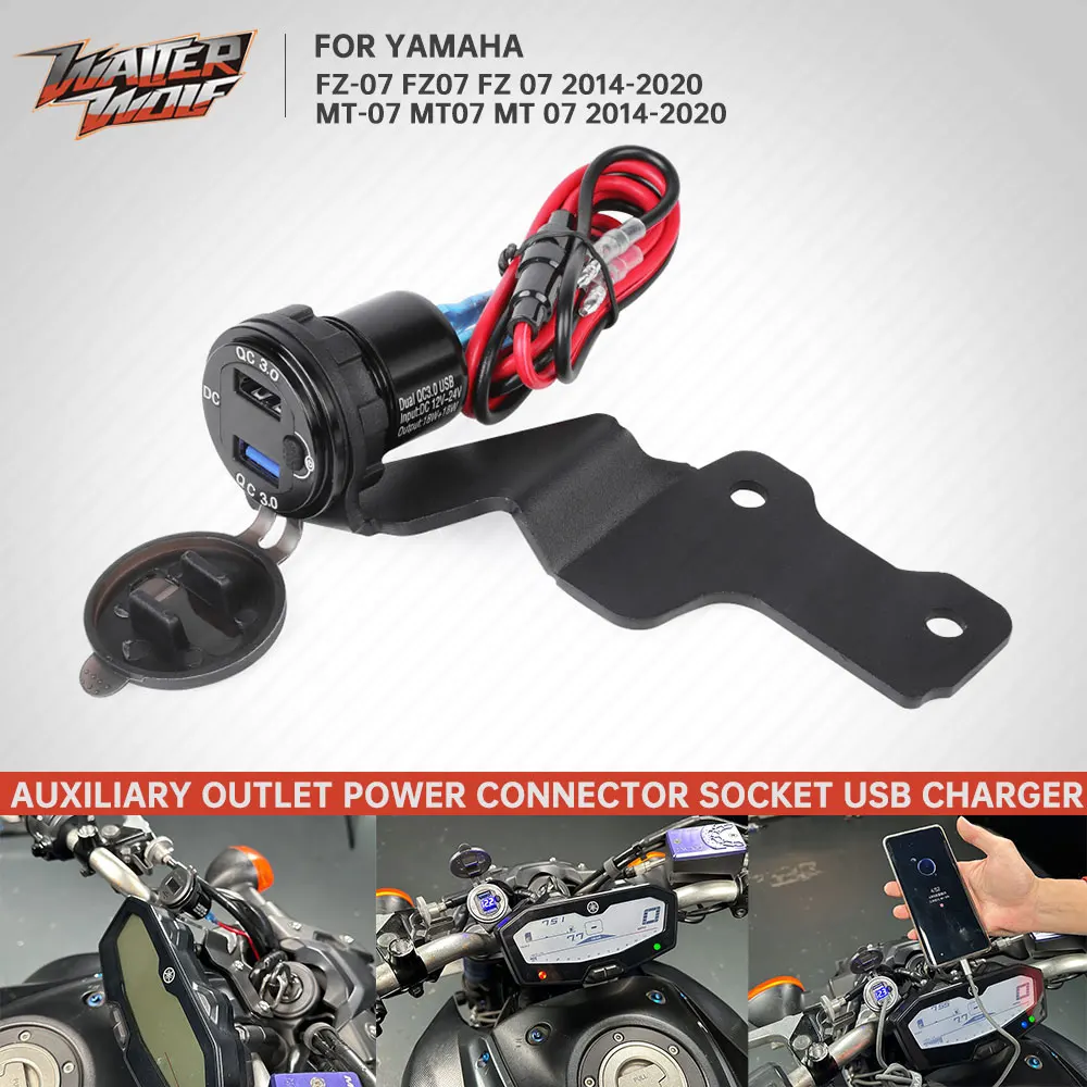 MT-07 FZ07 Auxiliary Outlet Power Connector Socket For Yamaha MT07 MT 07 FZ-07 2014-2020 3.0 QC Dual USB Charger 12V Adapter
MT-07 FZ07 Auxiliary Outlet Power Connector Socket For Yamaha MT07 MT 07 FZ-07 2014-2020 3.0 QC Dual USB Charger 12V Adapter