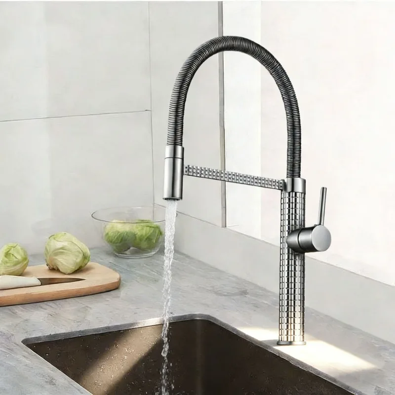 Элитный кухонный смеситель из латуни с выдвижной ручкой, черный, поворотный на 360° ° Поворотные кухонные смесители для раковины
Элитный кухонный смеситель из латуни с выдвижной ручкой, черный, поворотный на 360° ° Поворотные кухонные смесители для раковины