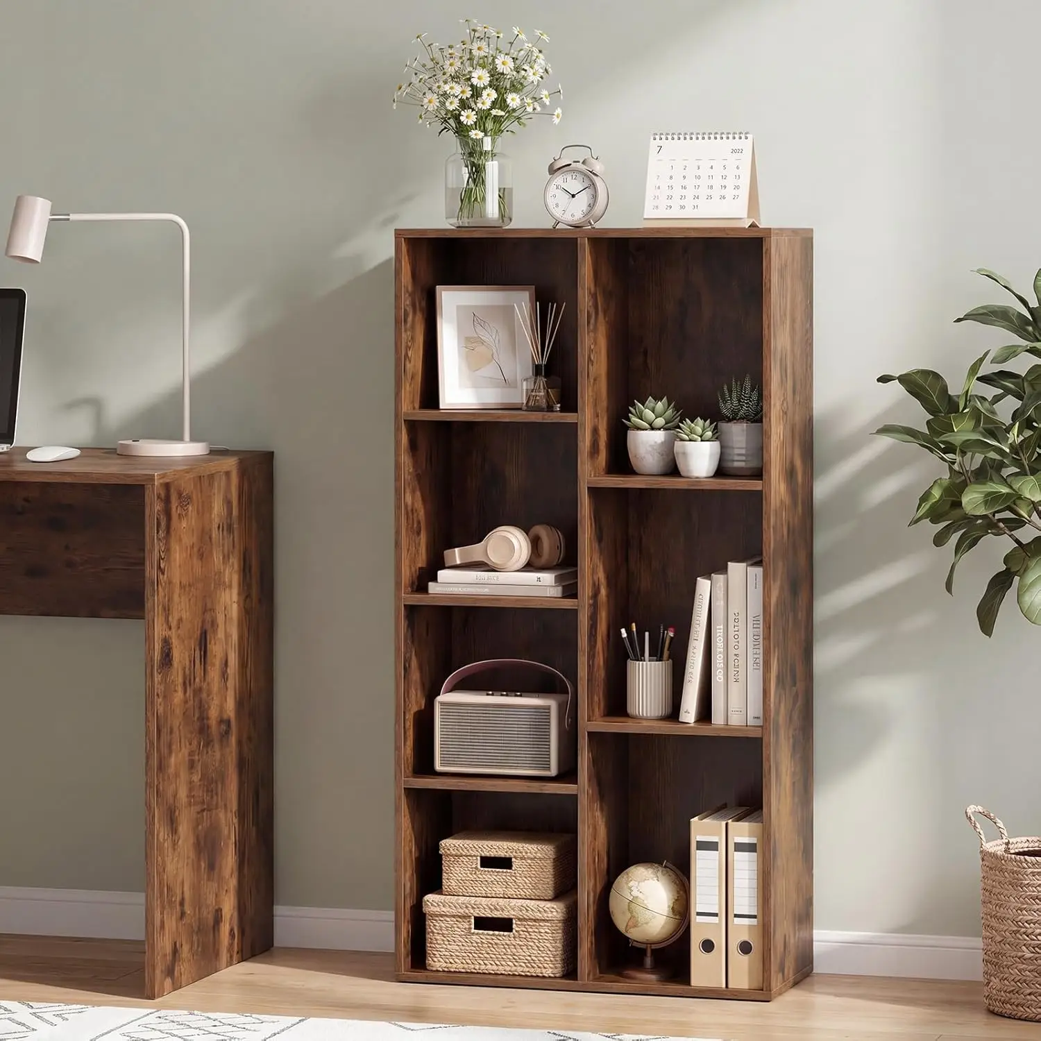 7-Cube Bookcase Storage Organizer Open Cubbies Vertical Horizontal Display Shelf Living Room Office Rustic Brown, Customized
7-Cube Bookcase Storage Organizer Open Cubbies Vertical Horizontal Display Shelf Living Room Office Rustic Brown, Customized