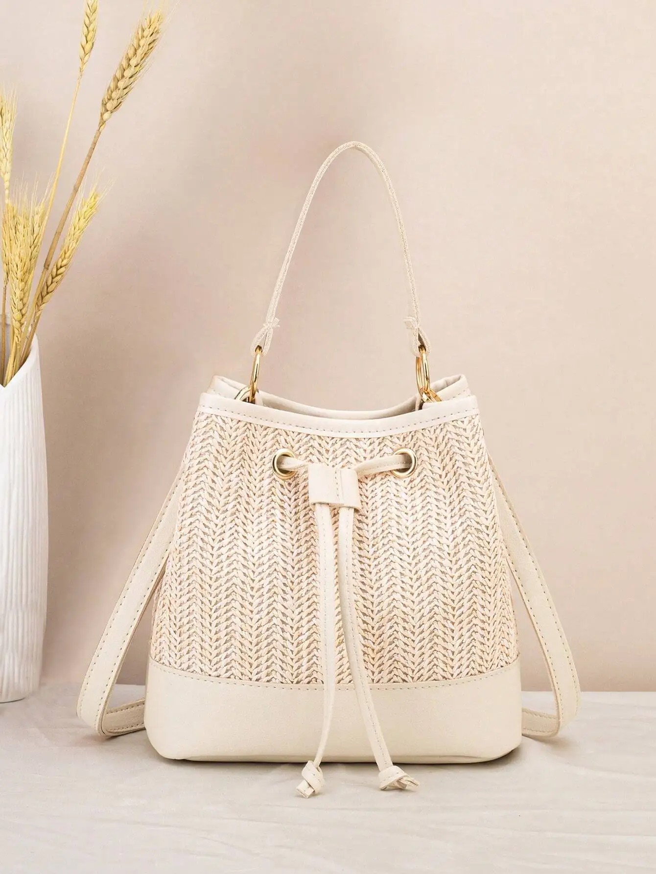 Drawstring Bucket Bag, Large Capacity Daily Versatile Bag, New Summer Beach Bag, Straw Crossbody Bag, Durable Women Handbag
Drawstring Bucket Bag, Large Capacity Daily Versatile Bag, New Summer Beach Bag, Straw Crossbody Bag, Durable Women Handbag