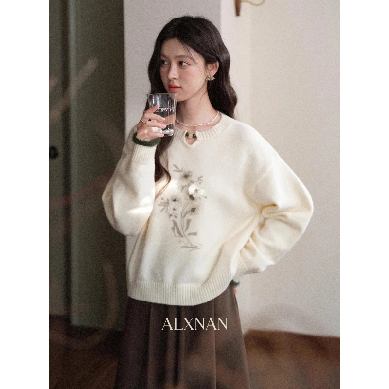 ALXNAN Women's Sweaters Autumn Hollow Flower Embroidered Drop Shoulder Pullovers New Loose Soft Elastic Female Knitwear L58119
ALXNAN Women's Sweaters Autumn Hollow Flower Embroidered Drop Shoulder Pullovers New Loose Soft Elastic Female Knitwear L58119