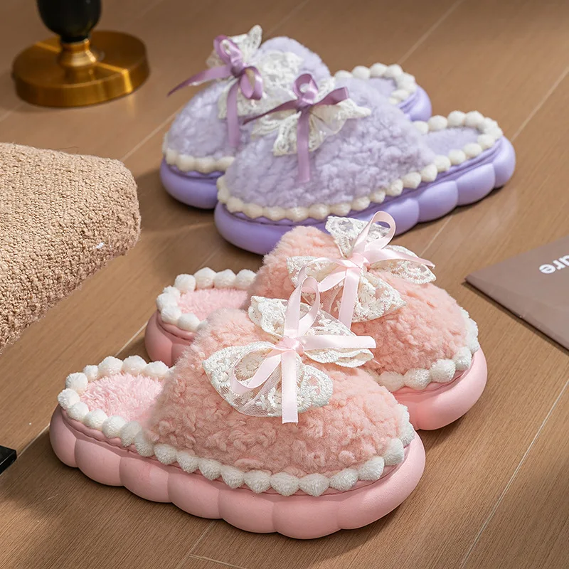 Women's cotton slippers autumn and winter platform home velvet warm bow non-slip comfortable fashion flat shoes
Women's cotton slippers autumn and winter platform home velvet warm bow non-slip comfortable fashion flat shoes