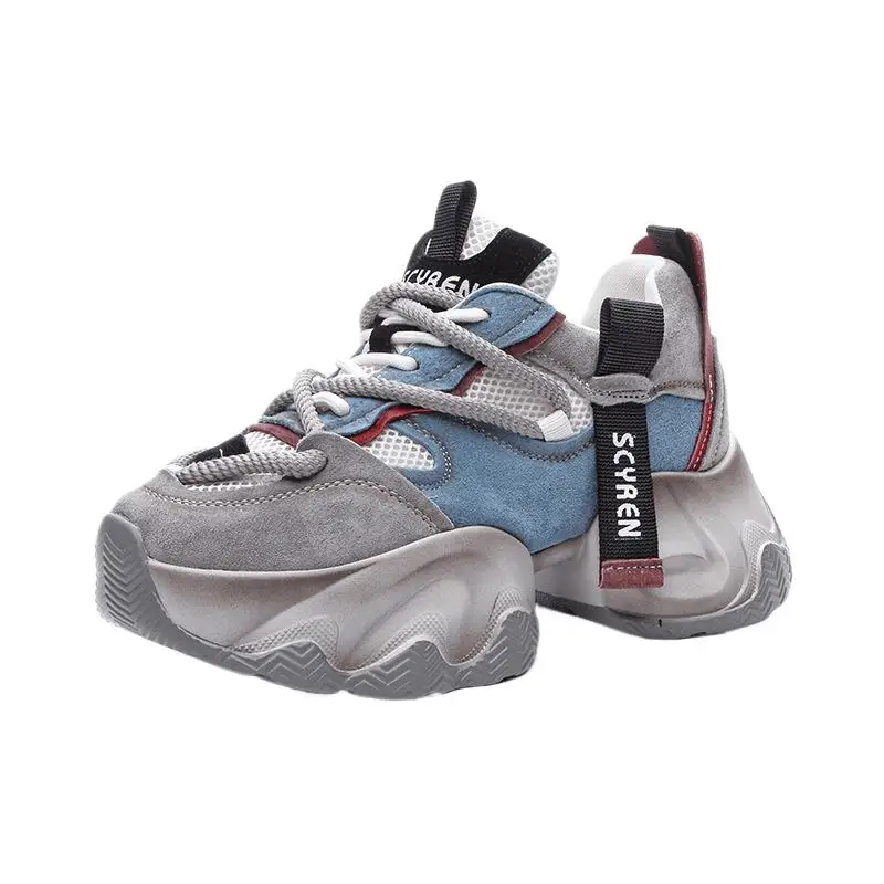 8CM Heels Chunky Sneakers Women 2026 Spring Mesh Leather Platform Shoes Mixed Colors Lace-Up Ladies Trainers Student Sport Shoes
8CM Heels Chunky Sneakers Women 2026 Spring Mesh Leather Platform Shoes Mixed Colors Lace-Up Ladies Trainers Student Sport Shoes