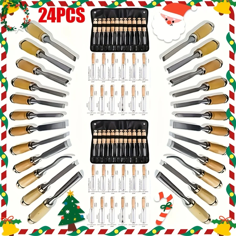 24pcs Professional Wood Carving Chisel Set, Beech Wood Handle with Comfortable Grip - Essential Detail Carving Tools for Woodworking, Hand Tools
24pcs Professional Wood Carving Chisel Set, Beech Wood Handle with Comfortable Grip - Essential Detail Carving Tools for Woodworking, Hand Tools