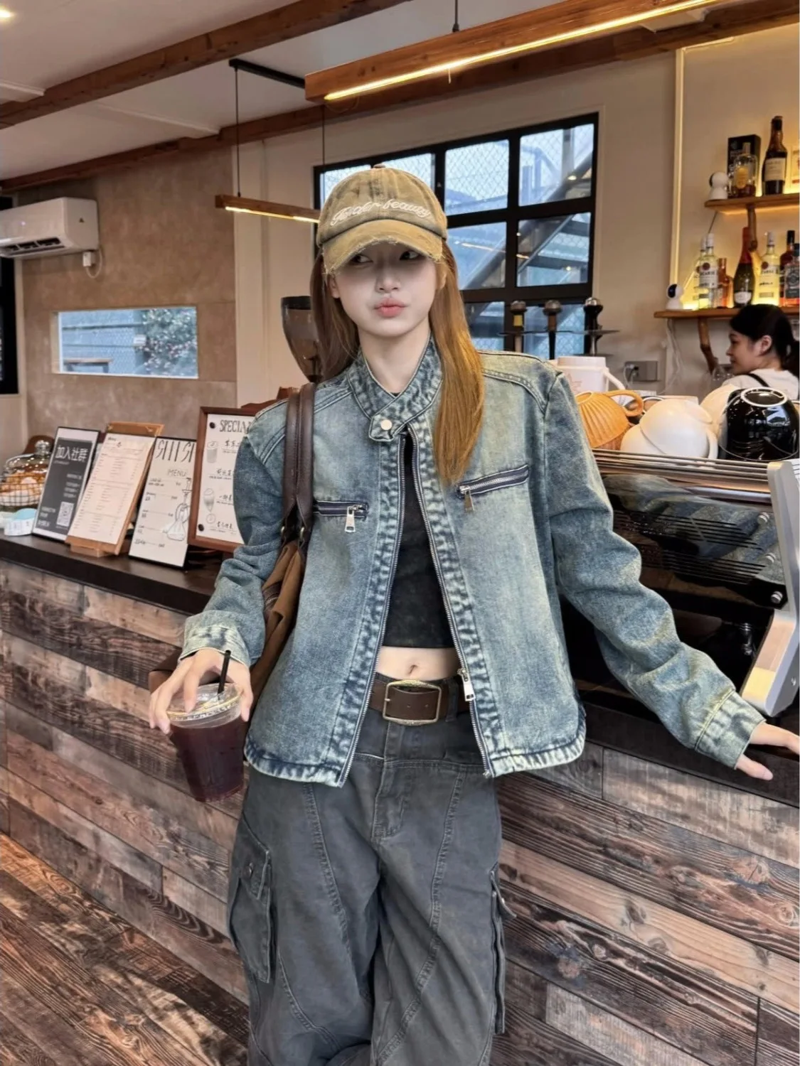 Retro Waed Denim Jaet Women's Loose ort Design Sense Jaet Top Match All Chinese Made Zipper Closure
Retro Waed Denim Jaet Women's Loose ort Design Sense Jaet Top Match All Chinese Made Zipper Closure