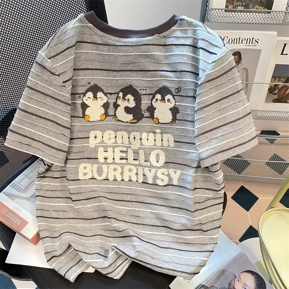 Off Unique Striped T-irt Women's American Lazy Chic Embroidery ort Sve irt oulder Width Regular Body Fit
Off Unique Striped T-irt Women's American Lazy Chic Embroidery ort Sve irt oulder Width Regular Body Fit