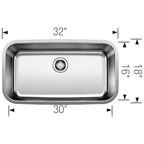 Stainless Steel Undermount Single Bowl Kitchen Sink 32 Inch By 18 Inch With 16 Inch Depth
Stainless Steel Undermount Single Bowl Kitchen Sink 32 Inch By 18 Inch With 16 Inch Depth