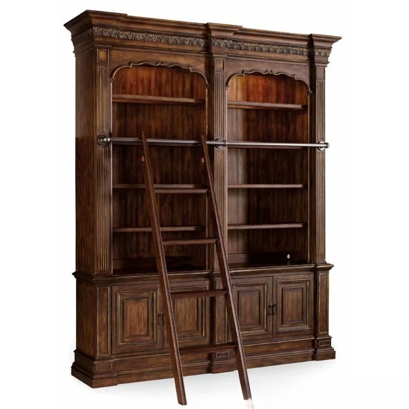 Furniture Solid wood bookcase Study retro old engraving with ladder Bookcase Display cabinet
Furniture Solid wood bookcase Study retro old engraving with ladder Bookcase Display cabinet