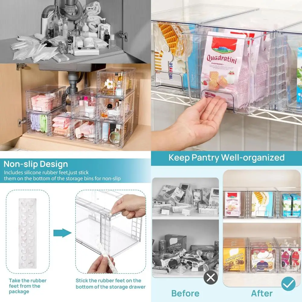 Прозрачные акриловые штабелируемые кухонные ящики для кладовой с ручками для организации хранения
Прозрачные акриловые штабелируемые кухонные ящики для кладовой с ручками для организации хранения