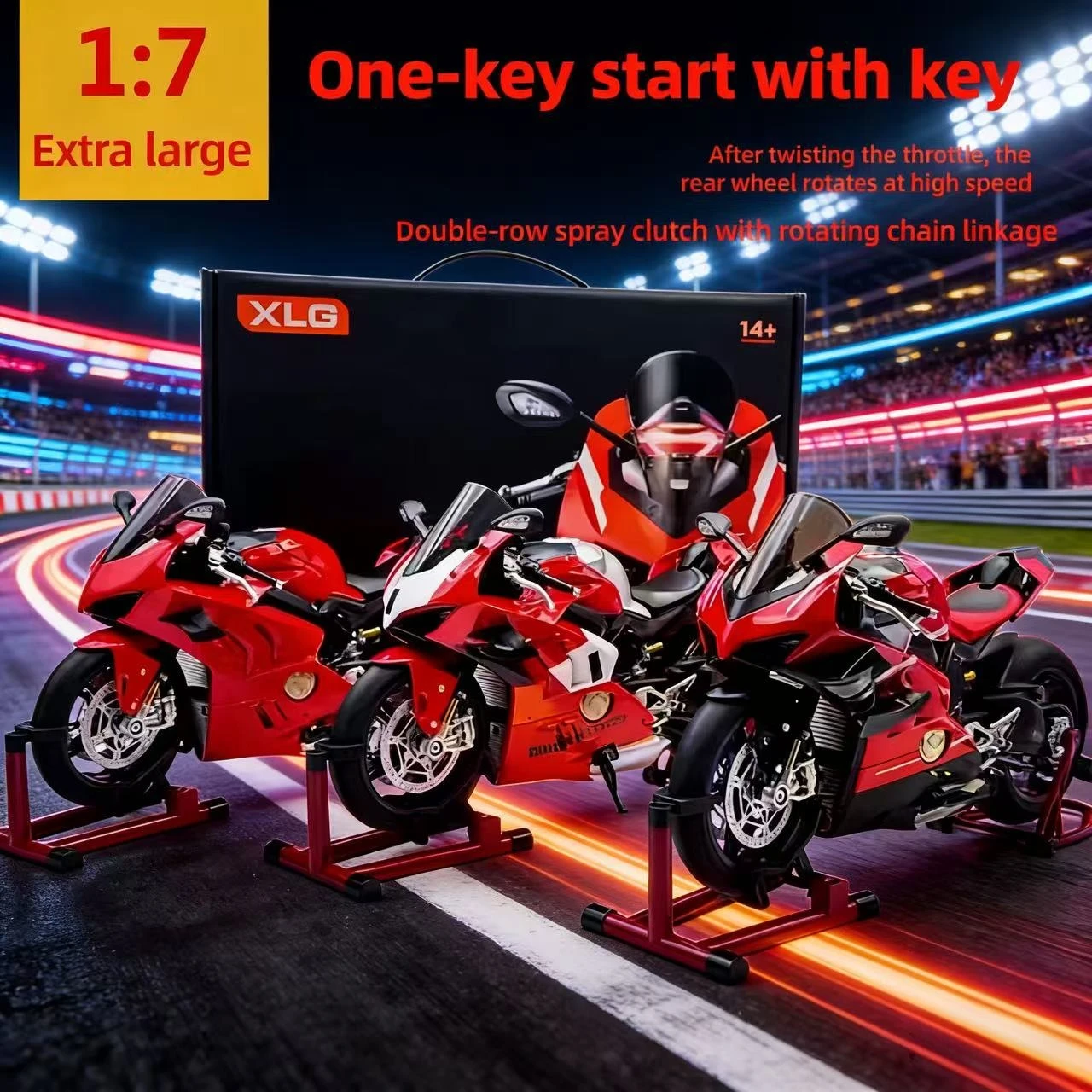 Для Ducati V4s Ignite Start Smoke Effect 1:7 Panigale модель мотоцикла из сплава, имитационная модель, большой проект украшения, подарок на день рождения
Для Ducati V4s Ignite Start Smoke Effect 1:7 Panigale модель мотоцикла из сплава, имитационная модель, большой проект украшения, подарок на день рождения