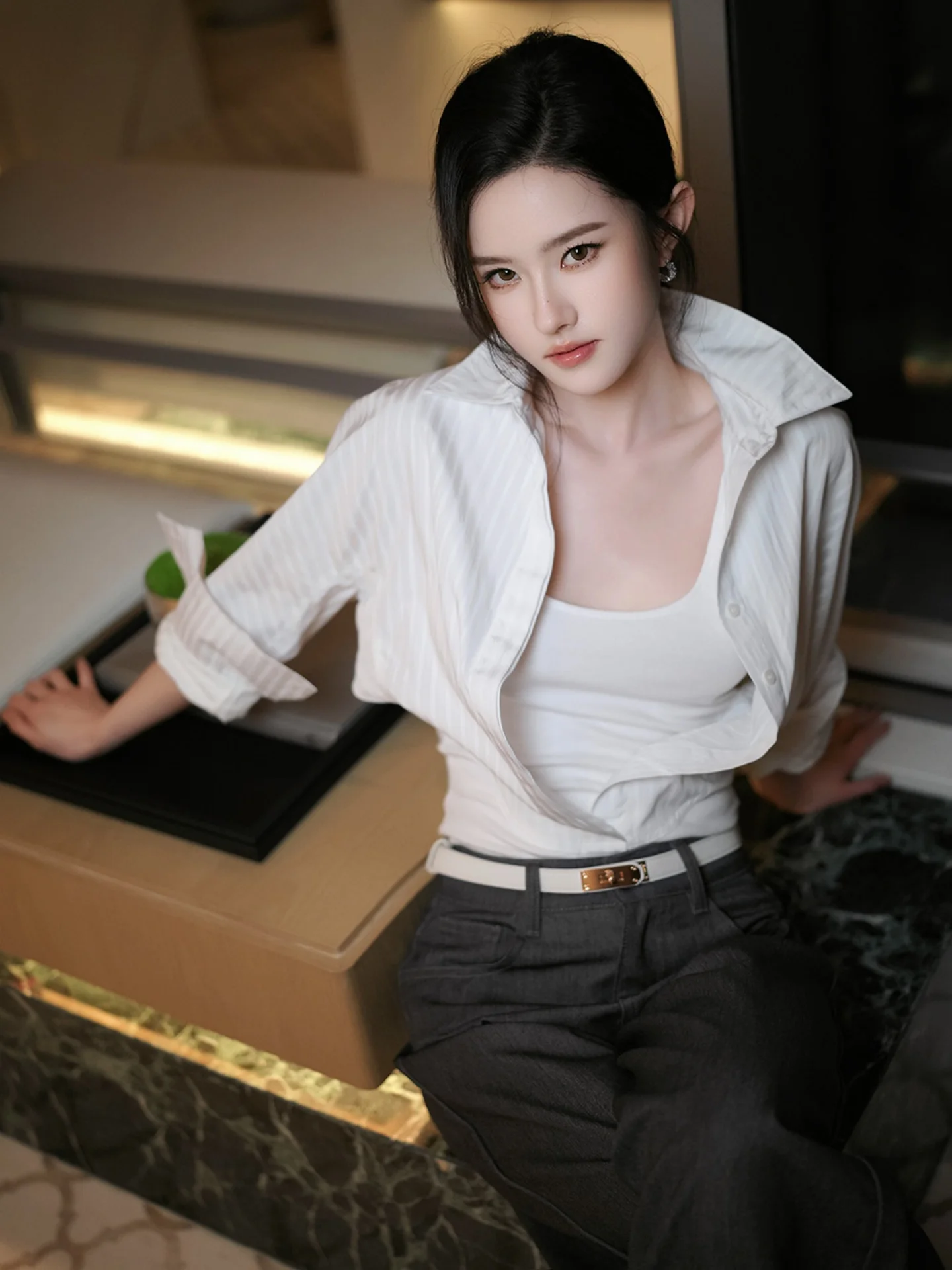 White Collar Long Sleeve Shirt Women's Summer Design Sensation Waist Cinching One-Piece Top Breathable Polyester Fiber
White Collar Long Sleeve Shirt Women's Summer Design Sensation Waist Cinching One-Piece Top Breathable Polyester Fiber