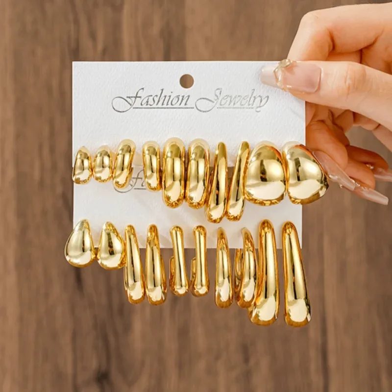 Oversize C Shape Twist Strip, Water Drop, Ball Hoop Earrings Set, Exaggerated Hip Hop Style Accessory for Women Daily Wear
Oversize C Shape Twist Strip, Water Drop, Ball Hoop Earrings Set, Exaggerated Hip Hop Style Accessory for Women Daily Wear