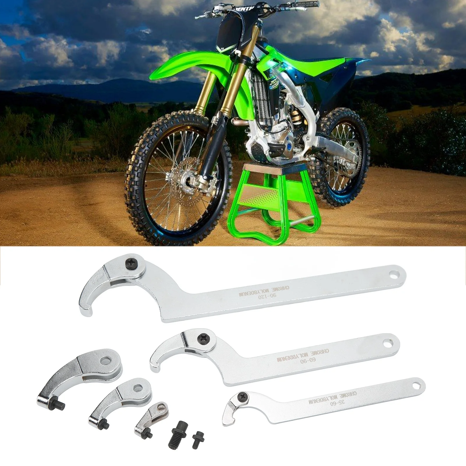 Adjustable Hook Pin Wrench 35‑120mm C Hook Round Head Spanner Set for Motorcycle Dirt Bike Adjustable Hook Pin Wrench
Adjustable Hook Pin Wrench 35‑120mm C Hook Round Head Spanner Set for Motorcycle Dirt Bike Adjustable Hook Pin Wrench