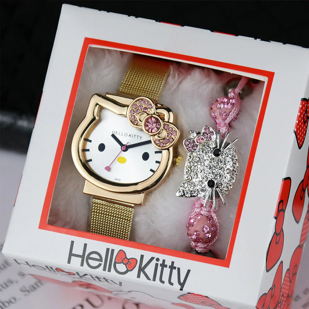 Часы с кристаллами Hello Kitty Sanrio Kawaii, браслет с шармами, золотые, серебряные металлические ювелирные изделия, Мультяшные Детские магнитные часы, подарок на день Святого Валентина
Часы с кристаллами Hello Kitty Sanrio Kawaii, браслет с шармами, золотые, серебряные металлические ювелирные изделия, Мультяшные Детские магнитные часы, подарок на день Святого Валентина
