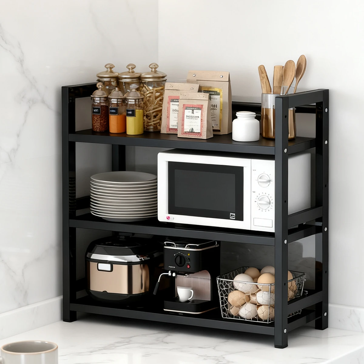 2/3 уровня черная бамбуковая подставка для микроволновой печи — компактный органайзер на столешнице для микроволновой печи, посуды и посуды
2/3 уровня черная бамбуковая подставка для микроволновой печи — компактный органайзер на столешнице для микроволновой печи, посуды и посуды