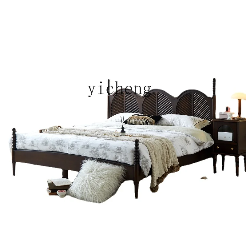 Zk Solid Wood Vintage Furniture Black Walnut Big Bed Master Bedroom Double Bed Simple
Zk Solid Wood Vintage Furniture Black Walnut Big Bed Master Bedroom Double Bed Simple