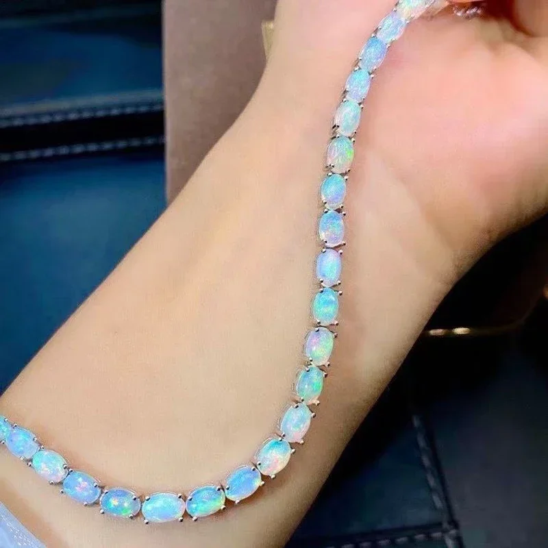 Natural Opal Simple Bracelet 925 Sterling Silver Colorful Stone Bangle for Women Fine Wedding Jewelry charms bracelet
Natural Opal Simple Bracelet 925 Sterling Silver Colorful Stone Bangle for Women Fine Wedding Jewelry charms bracelet