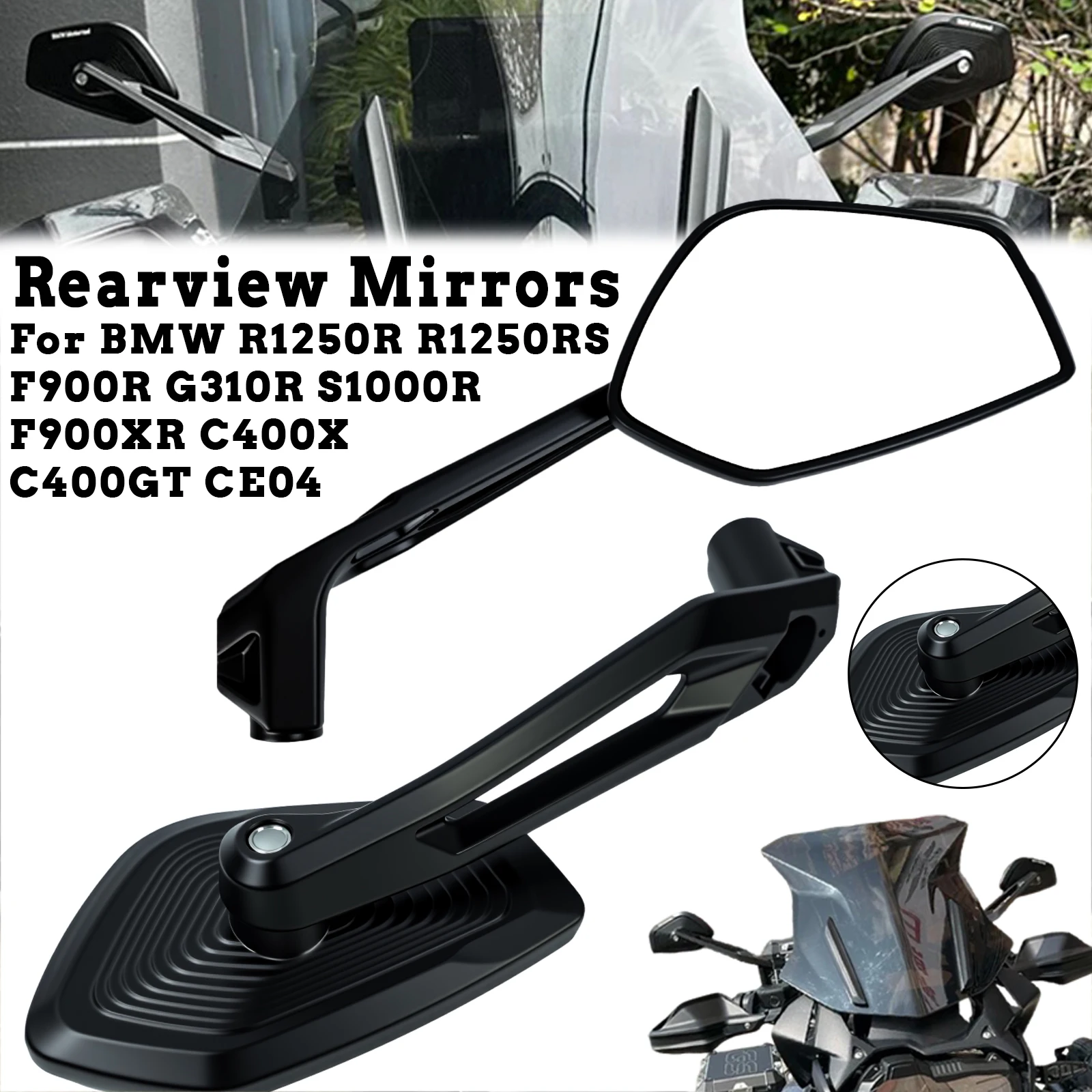 For BMW R1250R R1250RS F900R G310R S1000R F900XR C400X C400GT CE04 Motorcycles Rearview Mirrors Rotatable Side Rear View Mirrors
For BMW R1250R R1250RS F900R G310R S1000R F900XR C400X C400GT CE04 Motorcycles Rearview Mirrors Rotatable Side Rear View Mirrors