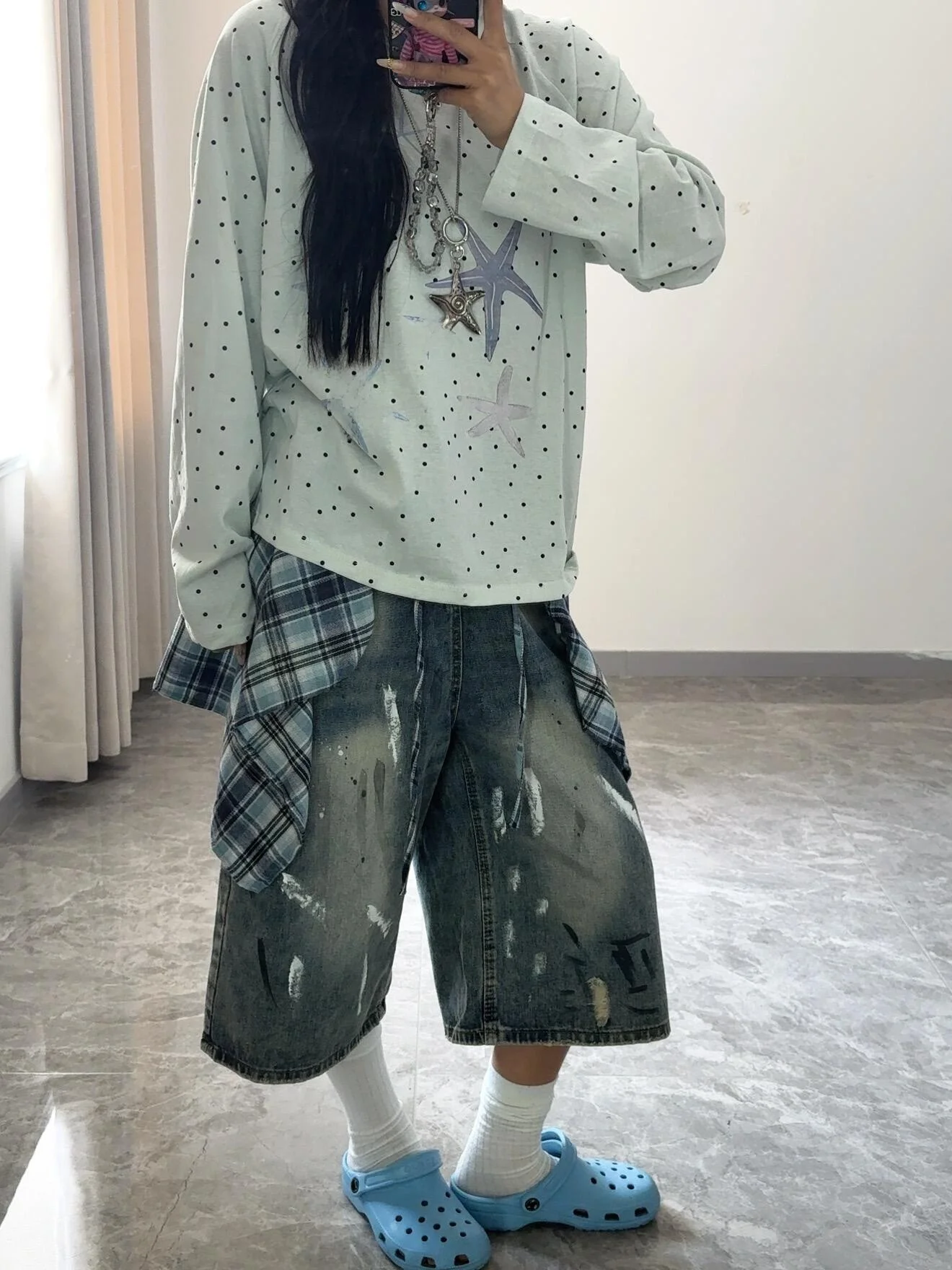 Retro American Washed Denim Wide Leg Jeans Women Summer Loose Slimming High Waist Cuffed Casual Vintage Style Casual Pants
Retro American Washed Denim Wide Leg Jeans Women Summer Loose Slimming High Waist Cuffed Casual Vintage Style Casual Pants