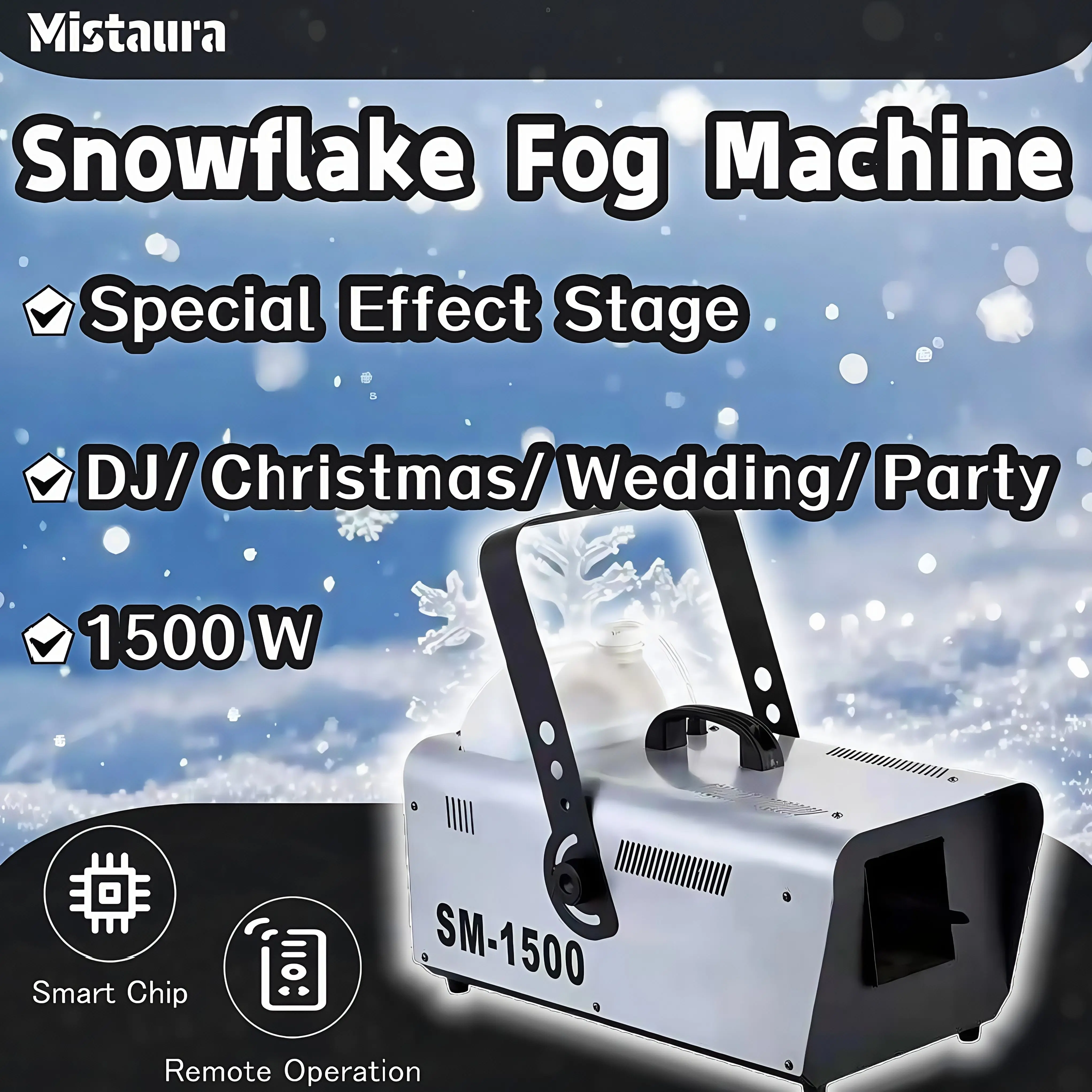 1500W Artificial Snow Machine Snowflake Fog Machine Professional Special Effect Stage Equipment for Party Wedding Christmas
1500W Artificial Snow Machine Snowflake Fog Machine Professional Special Effect Stage Equipment for Party Wedding Christmas