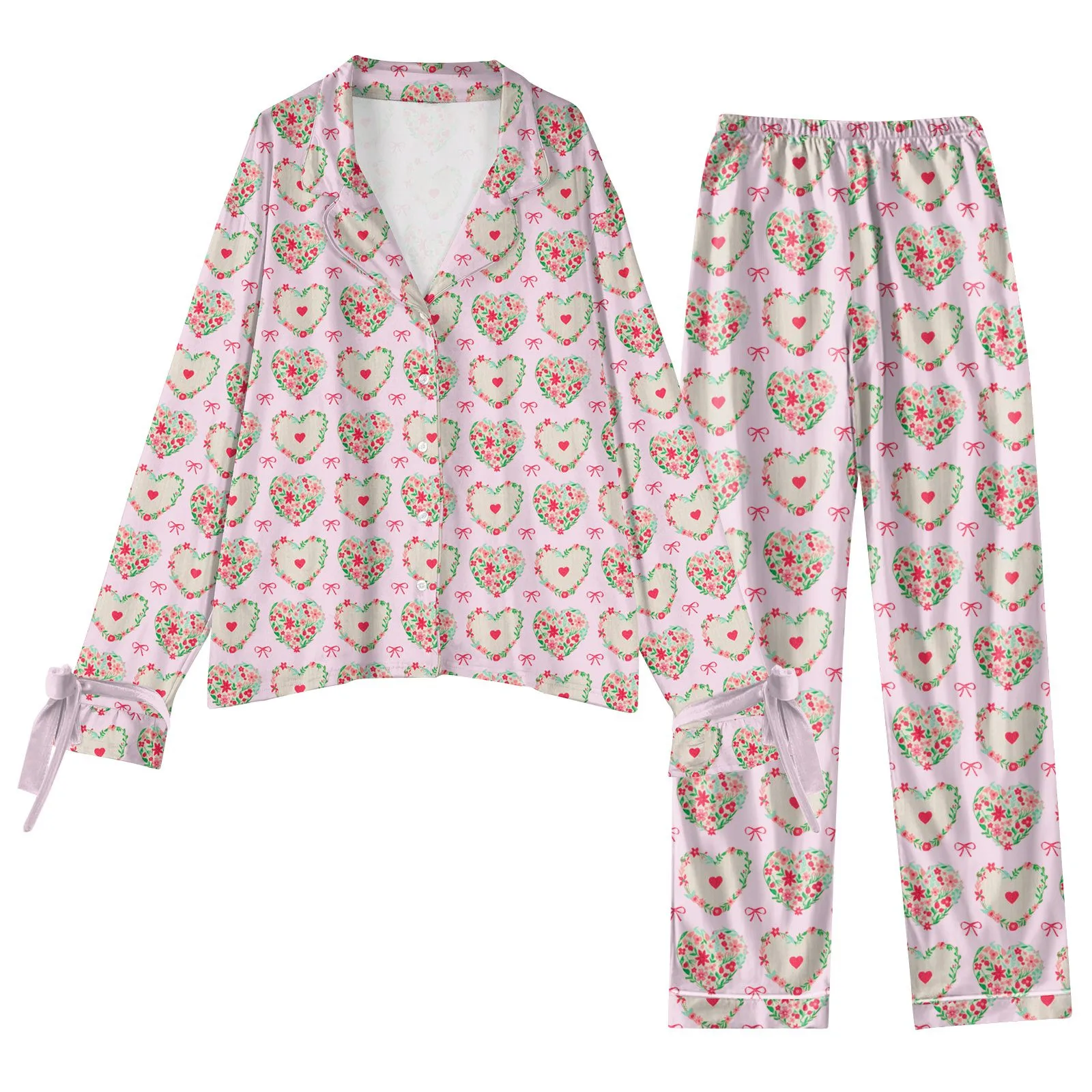 Women's 2 Piece Love Printed Suit Long Sleeve Button Up Top Wide Leg Pants Suit Set Pajamas Home Casual Suit
Women's 2 Piece Love Printed Suit Long Sleeve Button Up Top Wide Leg Pants Suit Set Pajamas Home Casual Suit