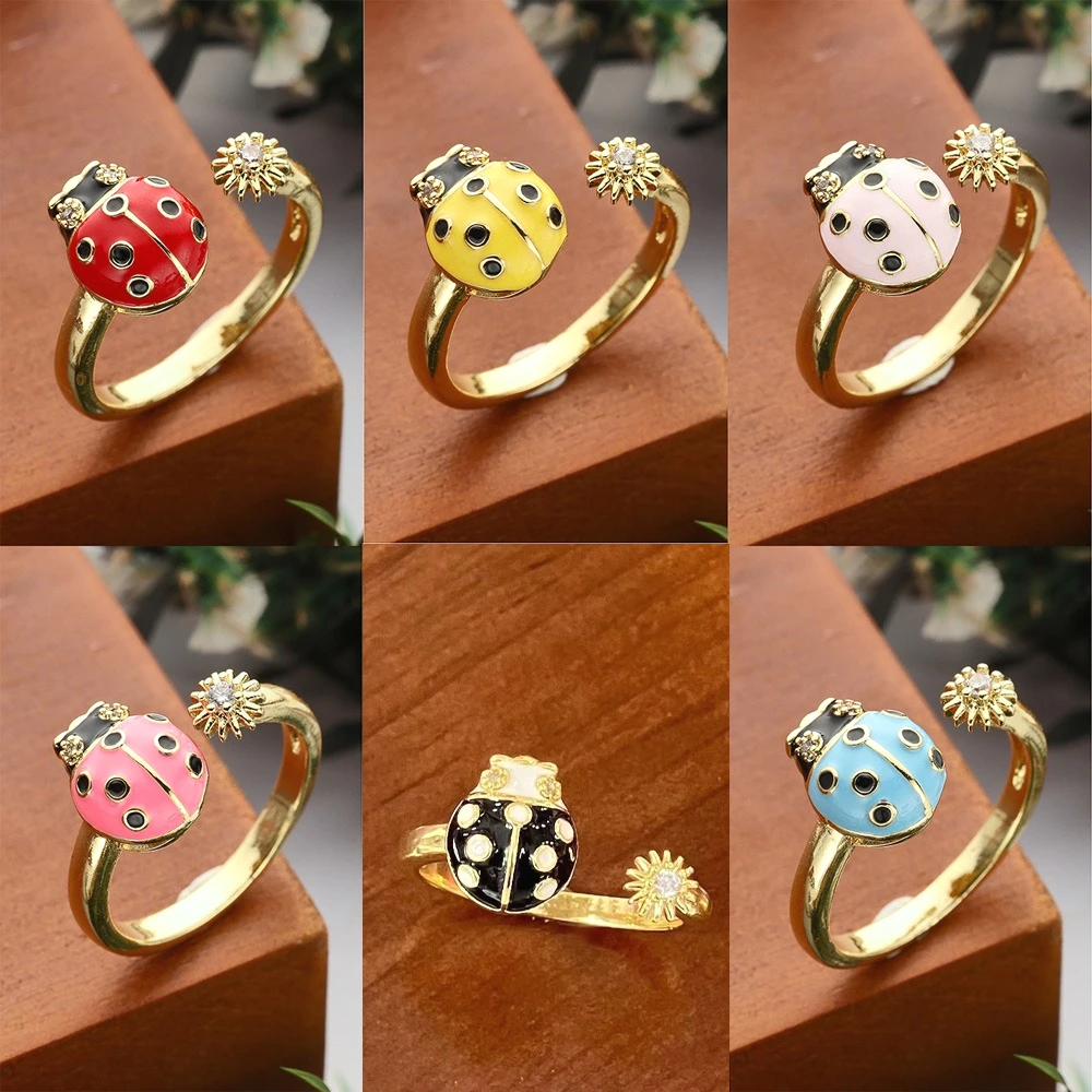 6pcs/set Colorful Enamel Seven-spotted Ladybug Shape Opening Adjustable Sweet Cute Ring Unisex Couple Jewellery Party Gifts
6pcs/set Colorful Enamel Seven-spotted Ladybug Shape Opening Adjustable Sweet Cute Ring Unisex Couple Jewellery Party Gifts
