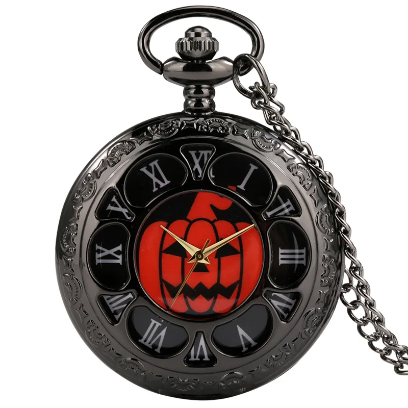 Retro Halloween Pumpkin Quartz Pocket Watch Vintage Black Roman Numerals Necklace Chain Watch for Men Women Party Cosplay Gift
Retro Halloween Pumpkin Quartz Pocket Watch Vintage Black Roman Numerals Necklace Chain Watch for Men Women Party Cosplay Gift