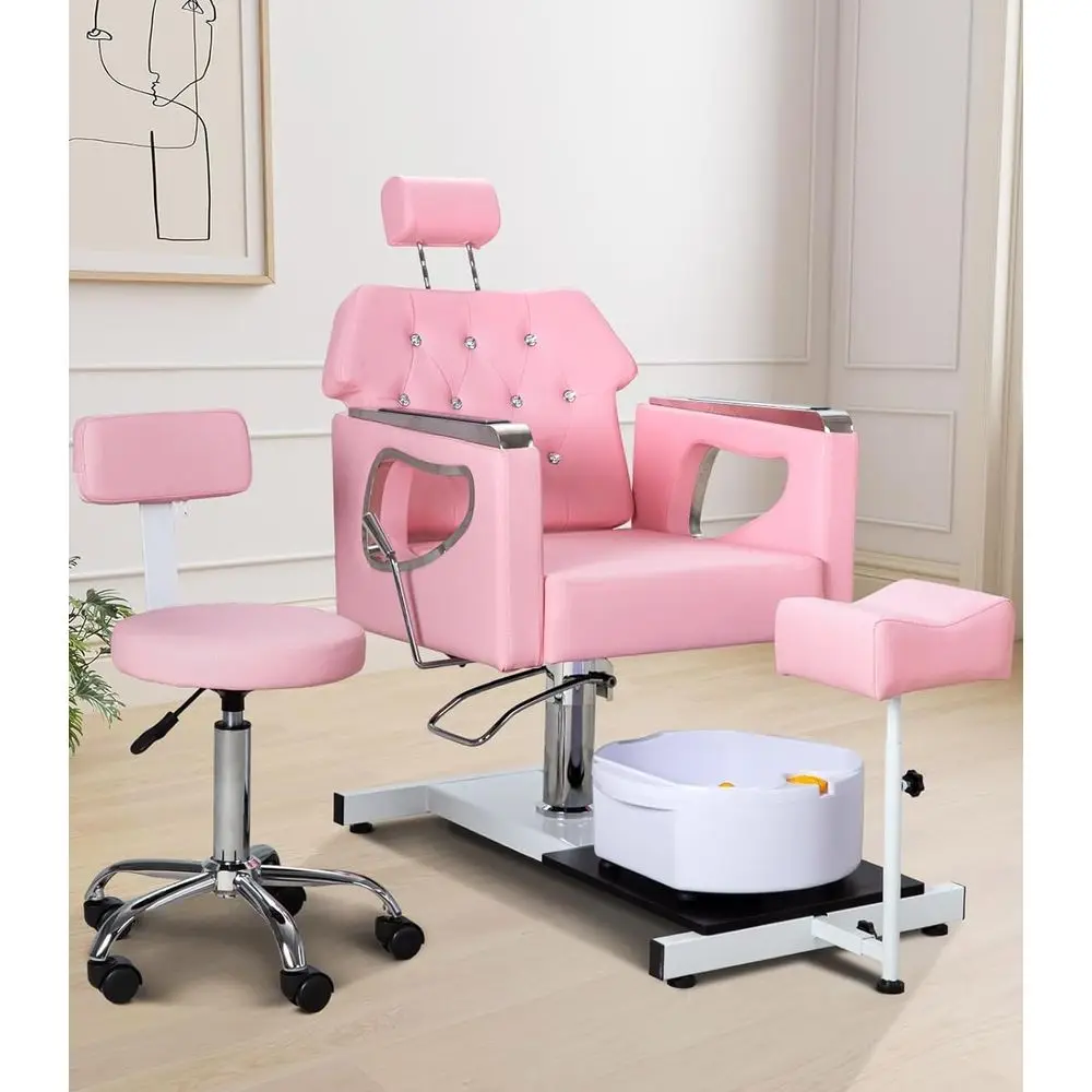 360° Swivel Reclining Pedicure Chair with Massage, Adjustable for Spa and Nail Salon (Pink)
360° Swivel Reclining Pedicure Chair with Massage, Adjustable for Spa and Nail Salon (Pink)