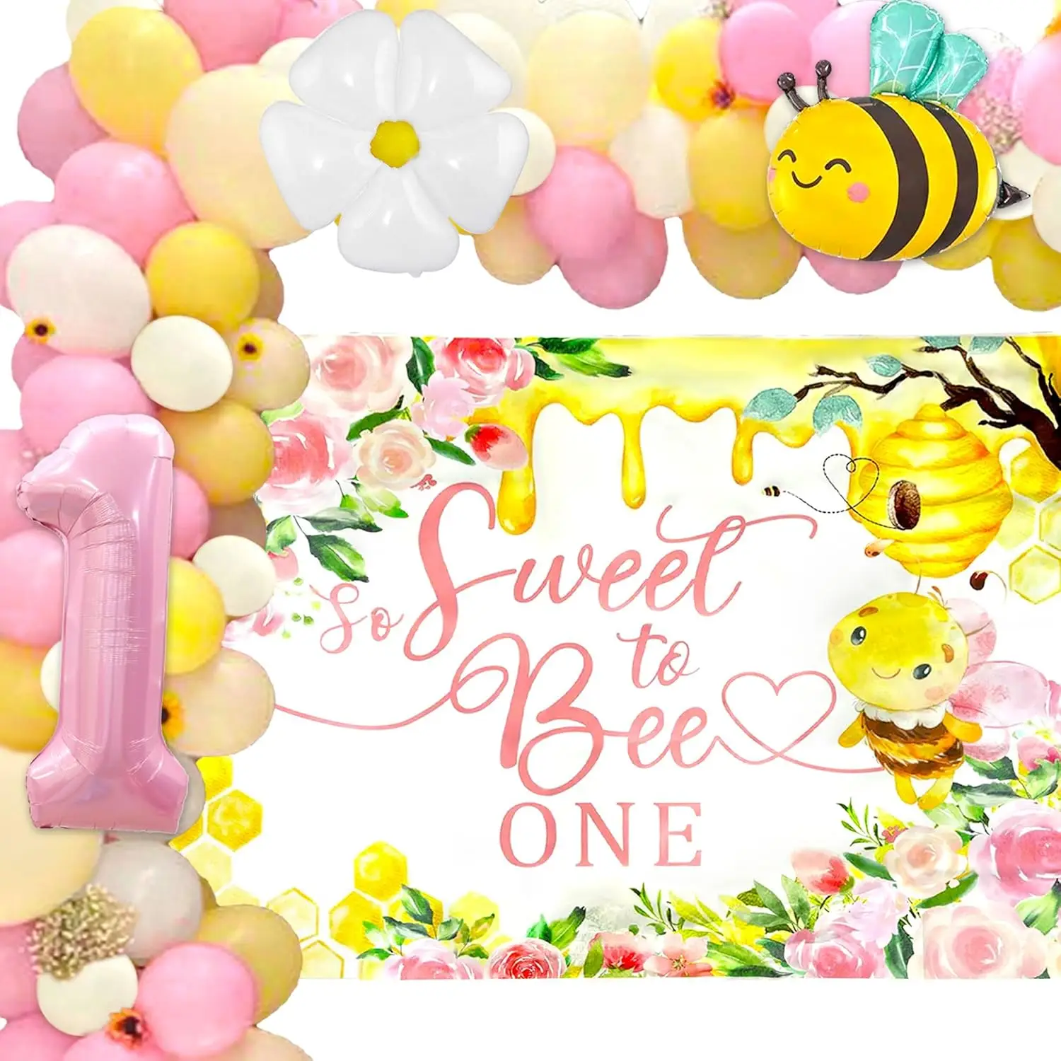 LaVenty So Sweet to Bee One Backdrop First Bee Day Birthday Party Decorations Happy 1st Bee Day Birthday Decor Bumble Balloon
LaVenty So Sweet to Bee One Backdrop First Bee Day Birthday Party Decorations Happy 1st Bee Day Birthday Decor Bumble Balloon