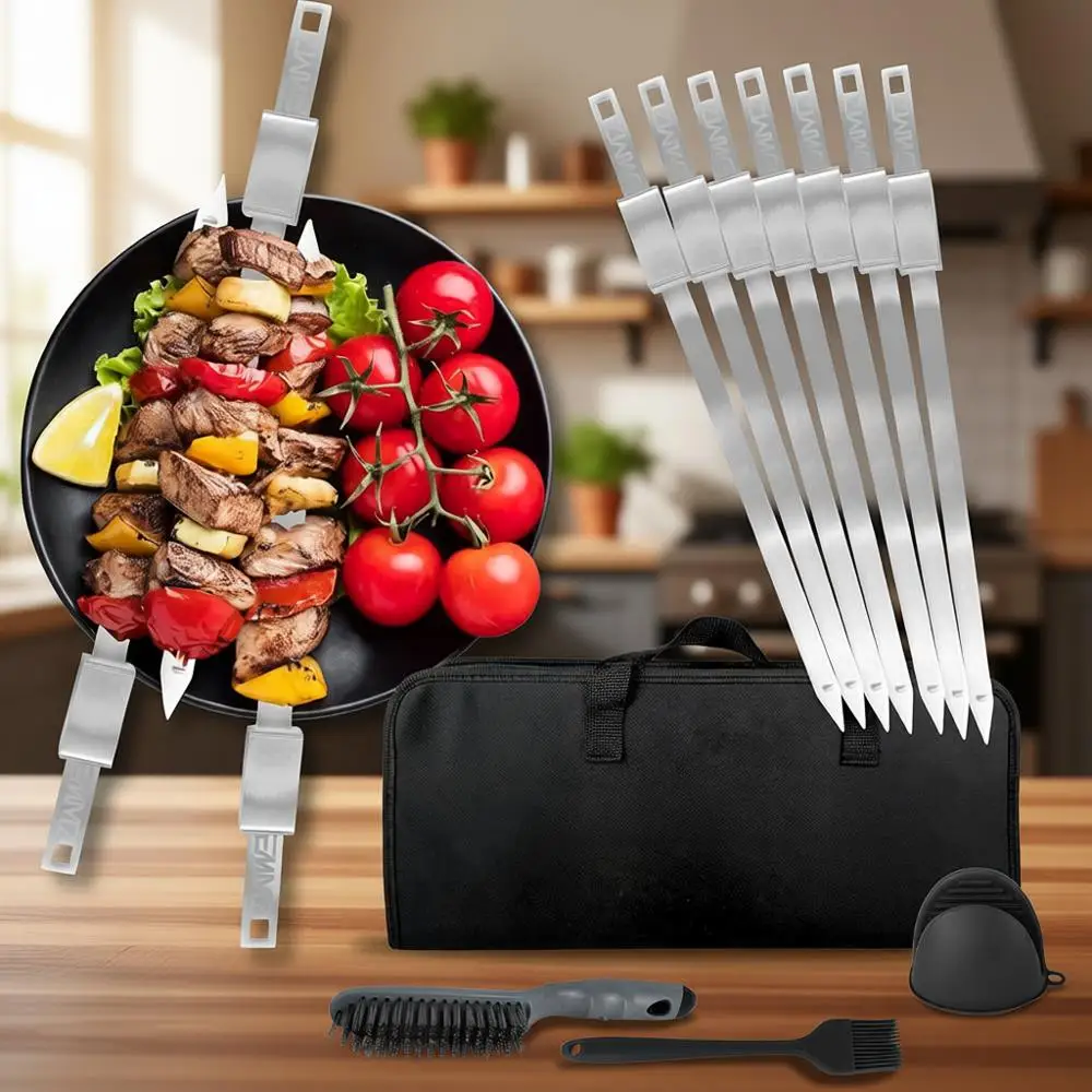 Набор из 10 шампуров из нержавеющей стали 16,5 дюймов со съемными держателями для гриля, шашлыка и кемпинга
Набор из 10 шампуров из нержавеющей стали 16,5 дюймов со съемными держателями для гриля, шашлыка и кемпинга