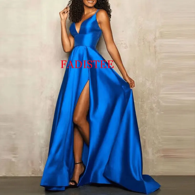 Simple Satin Style Long Evening Dresses Sexy V-neck Spaghetti Straps Vestidos De Fiesta Vestidos Elegantes Para Mujer
Simple Satin Style Long Evening Dresses Sexy V-neck Spaghetti Straps Vestidos De Fiesta Vestidos Elegantes Para Mujer