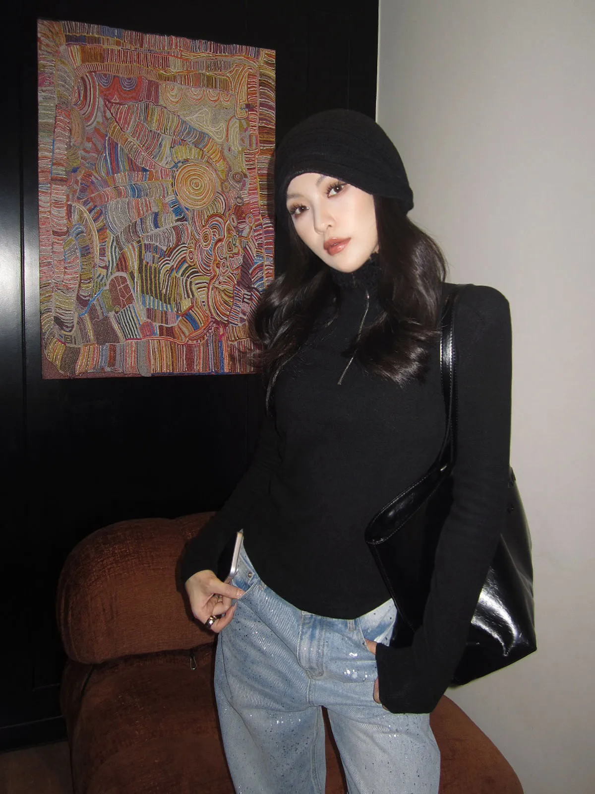 Черный женский топ с длинным рукавом и молнией, облегающий, модный, базовый слой, для повседневной носки, из полиэстеровой смеси
Черный женский топ с длинным рукавом и молнией, облегающий, модный, базовый слой, для повседневной носки, из полиэстеровой смеси