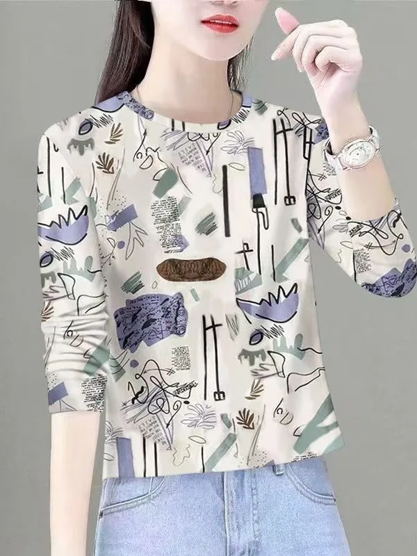 2026 New Graffiti Print Long Sleeve T-Shirt Women's round Neck Anti-Aging Belly Concealing Slimming Versatile Top Casual Style
2026 New Graffiti Print Long Sleeve T-Shirt Women's round Neck Anti-Aging Belly Concealing Slimming Versatile Top Casual Style