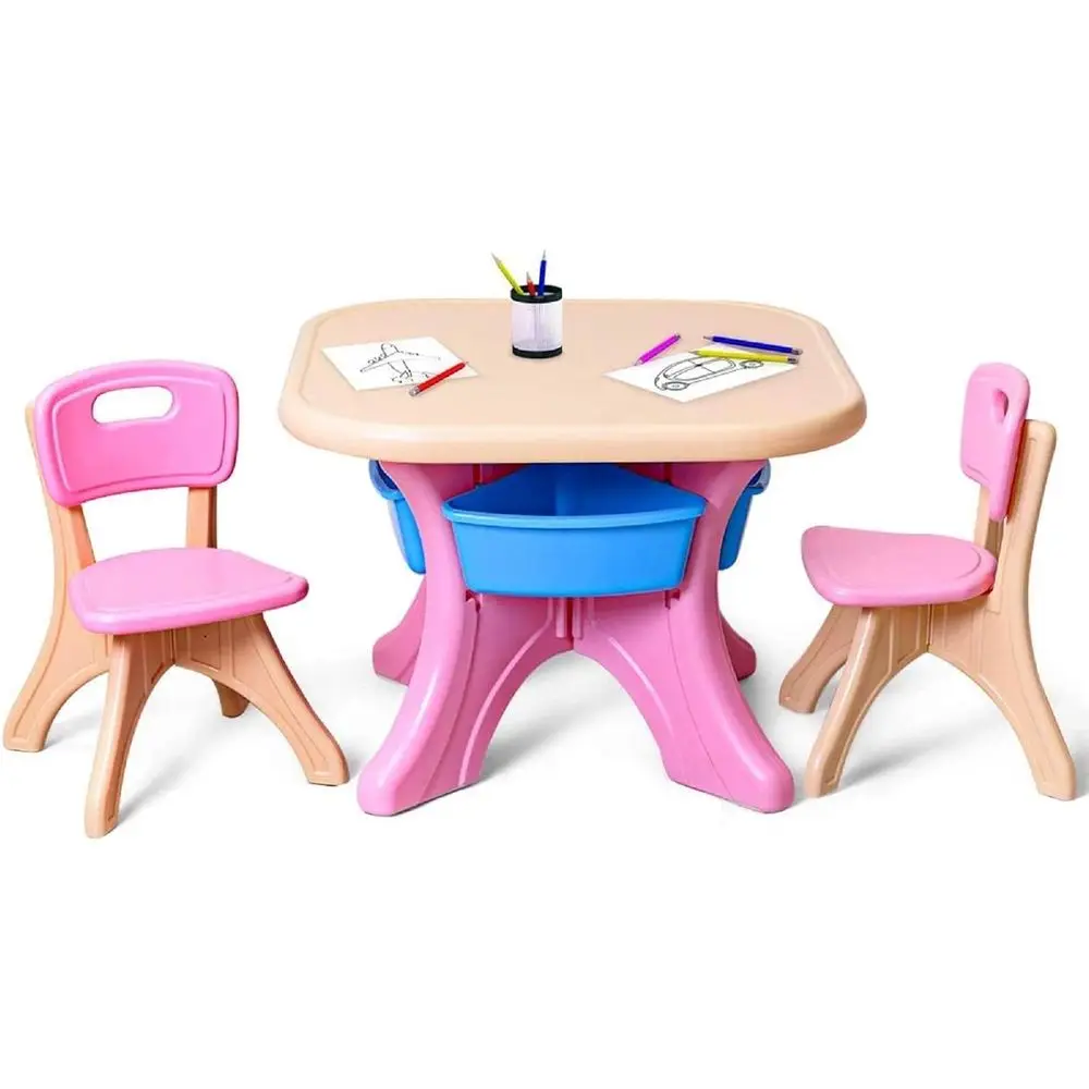 3 Piece Kids Activity Desk Set with 4 Storage Bins, Play and Art Table for Indoor or Outdoor Use, Light Toddler Table and Chairs
3 Piece Kids Activity Desk Set with 4 Storage Bins, Play and Art Table for Indoor or Outdoor Use, Light Toddler Table and Chairs