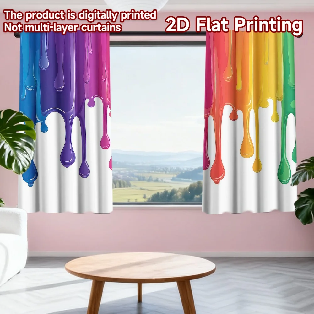 2D flat printing 2pcs Window Curtains Rainbow Paint Drips(1) Digital Printed Polyester Drapes Festive Wall Decor Use for Home
2D flat printing 2pcs Window Curtains Rainbow Paint Drips(1) Digital Printed Polyester Drapes Festive Wall Decor Use for Home