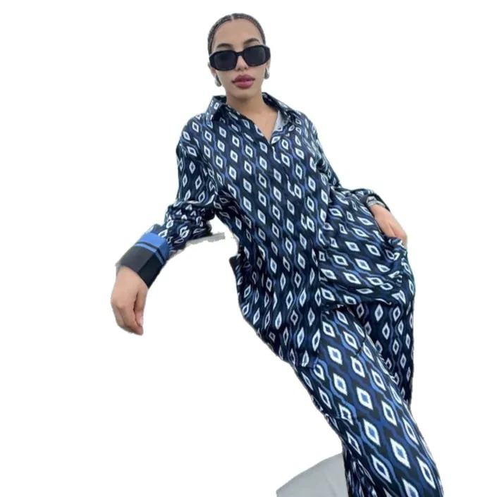 2025 Новая модная рубашка на пуговицах с принтом + широкие брюки, комплекты из двух предметов, женский летний повседневный свободный топ и брючный костюм для женщин 
2025 Новая модная рубашка на пуговицах с принтом + широкие брюки, комплекты из двух предметов, женский летний повседневный свободный топ и брючный костюм для женщин