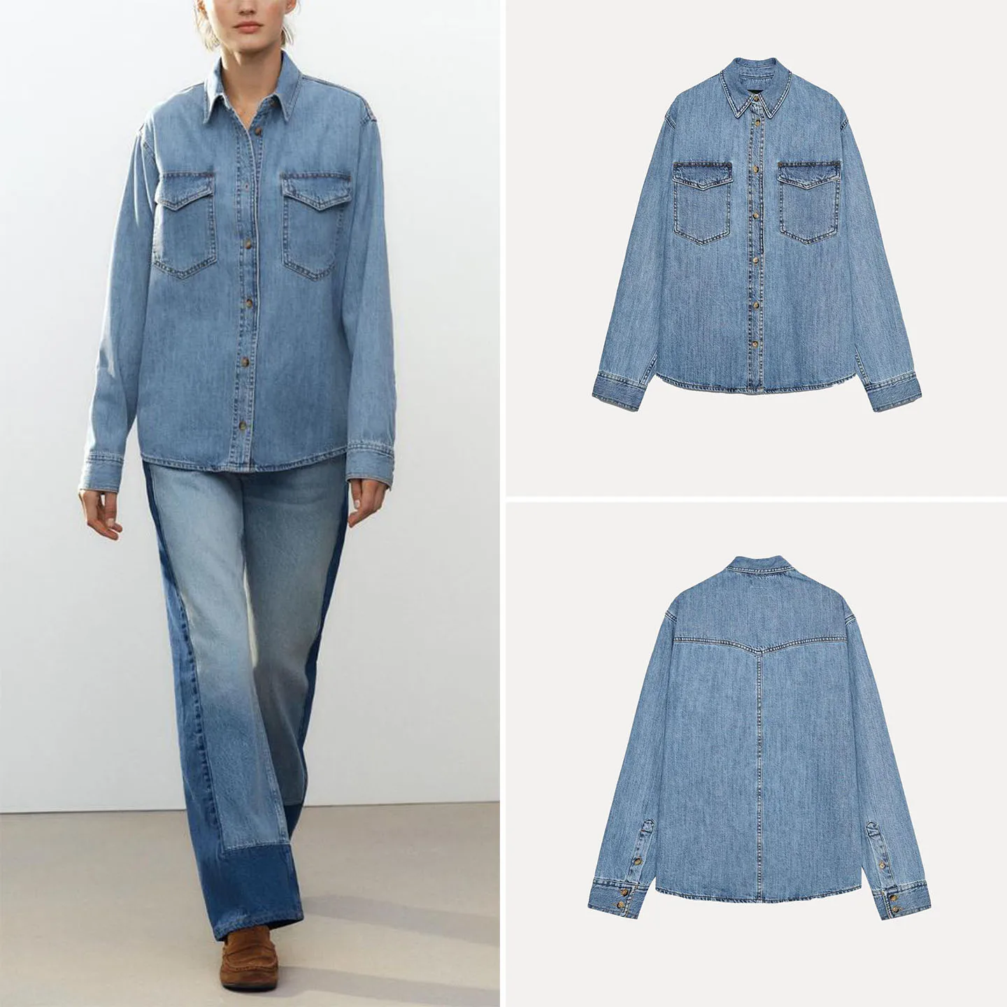 Casual Sle Long Sve Collared Denim irt Versatile Women's Faion 2025 Autumn New Arrival Z Ladies' irt
Casual Sle Long Sve Collared Denim irt Versatile Women's Faion 2025 Autumn New Arrival Z Ladies' irt