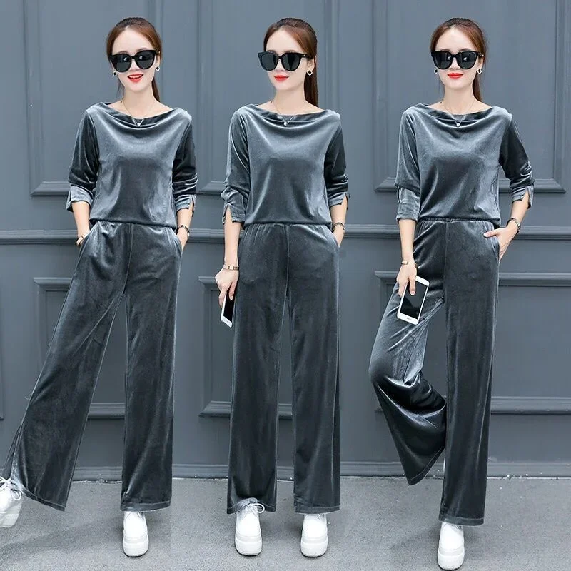 Women's Gold Velvet Sweat Suits Plus Size Clothing Tops And Pants Two Piece Set Autumn Winter New For Women Matching Sets Z291
Women's Gold Velvet Sweat Suits Plus Size Clothing Tops And Pants Two Piece Set Autumn Winter New For Women Matching Sets Z291