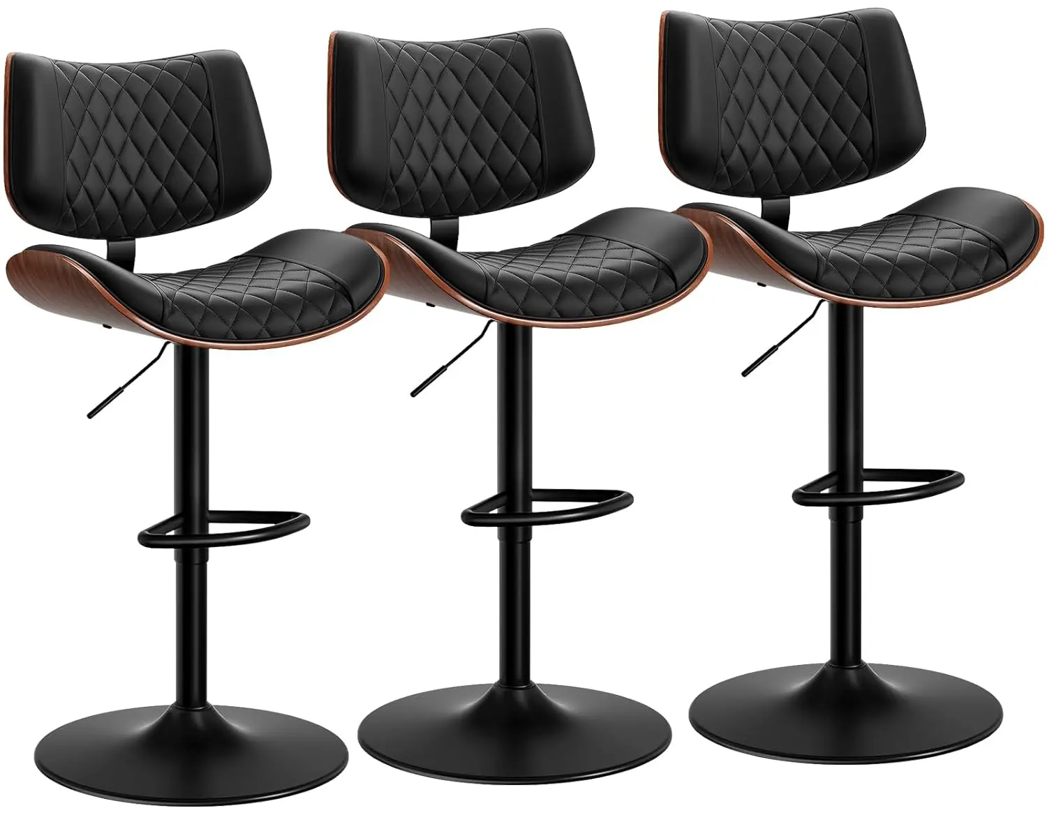 Adjustable Swivel Bar Stools Set 3 PU Leather Back Footrest Counter Height Kitchen Island, Customized
Adjustable Swivel Bar Stools Set 3 PU Leather Back Footrest Counter Height Kitchen Island, Customized