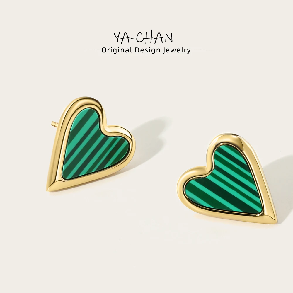 YACHAN Korean Heart Stainless Steel Stud Earrings Vintage Green Natural Stone Romantic Cute Jewelry For Women
YACHAN Korean Heart Stainless Steel Stud Earrings Vintage Green Natural Stone Romantic Cute Jewelry For Women