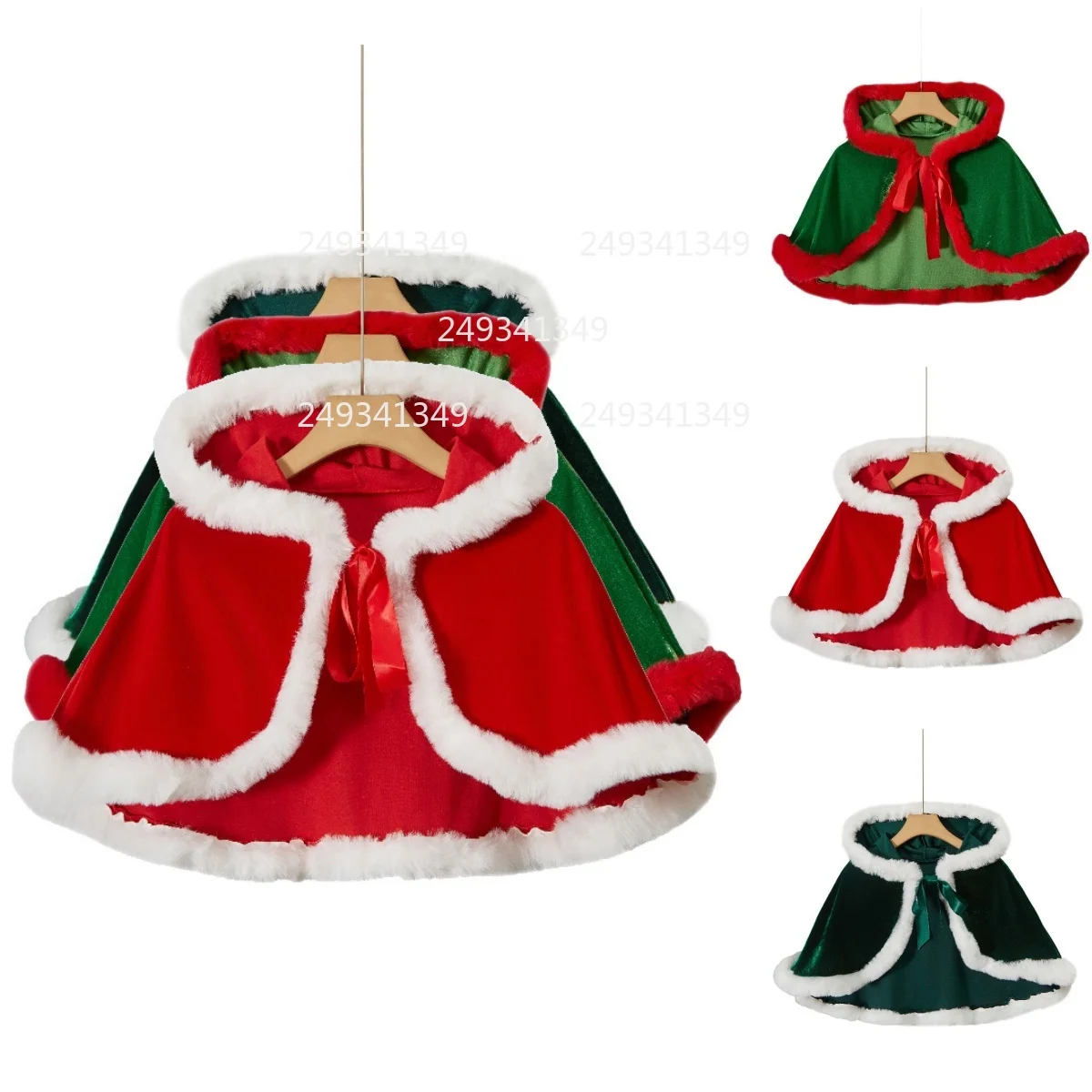 Christmas Red Velvet Cosplay Hooded Cloak Green Lace Up Cape for Woman Xmas Party Performance Short Cloak Adult Holiday Costume
Christmas Red Velvet Cosplay Hooded Cloak Green Lace Up Cape for Woman Xmas Party Performance Short Cloak Adult Holiday Costume
