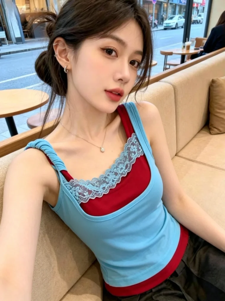 Self-Kept Spicy Girl Color Block Crop Top Women's Summer New Design Sensual Sleeveless Silk Blend Fashionable Vest
Self-Kept Spicy Girl Color Block Crop Top Women's Summer New Design Sensual Sleeveless Silk Blend Fashionable Vest