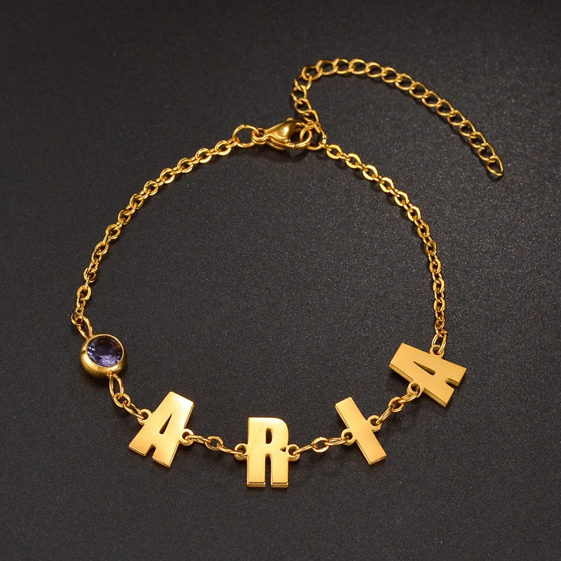 Personalized Custom Bracelet Niche Design Letter Zircon Bangle Stainless Steel Plated Gold For Women Birthday Anniversary Gifts
Personalized Custom Bracelet Niche Design Letter Zircon Bangle Stainless Steel Plated Gold For Women Birthday Anniversary Gifts